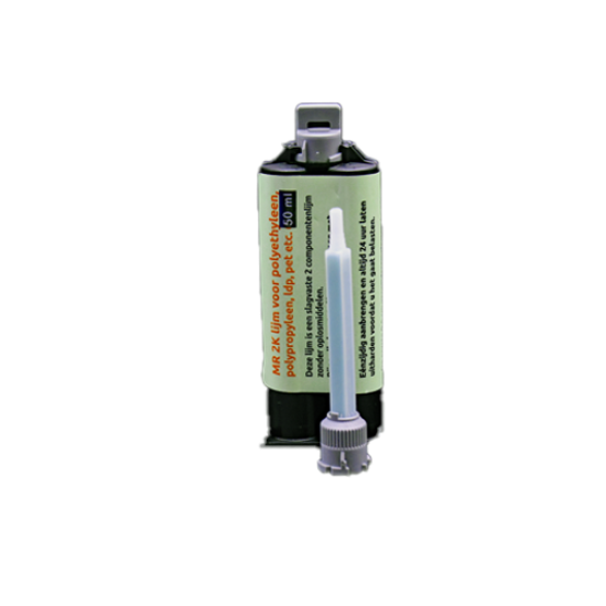 2 componentenlijm voor PE, PP, EPDM, PET, PFTE, LDPE etc., 25 gram, met 1 mixertip ( mengbuisje.