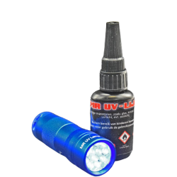 Glaslijm,UV-LIJM 10 gram plus UV-ZAKLAMPJE MET 12 LEDS