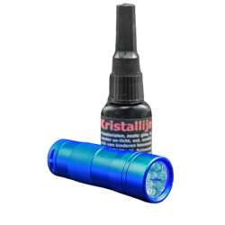 Kristallijm,UV-LIJM 20 gram plus UV-ZAKLAMPJE MET 9 LEDS ( of 12 LEDS )